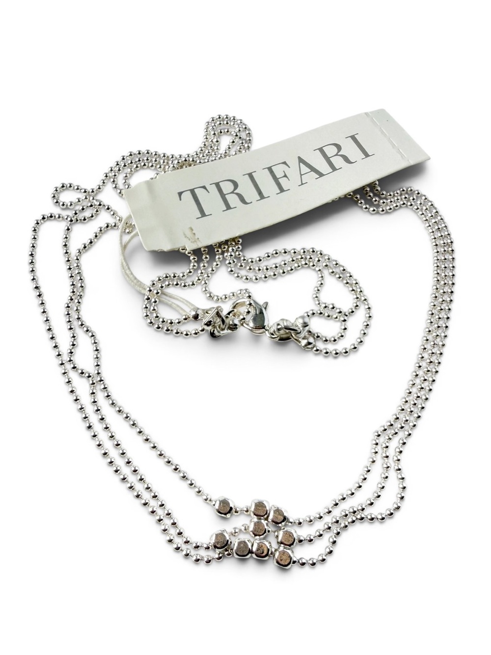 Vintage Trifari Multi Ball Chain Link Sliding Cubes Necklace Dainty Silvertone